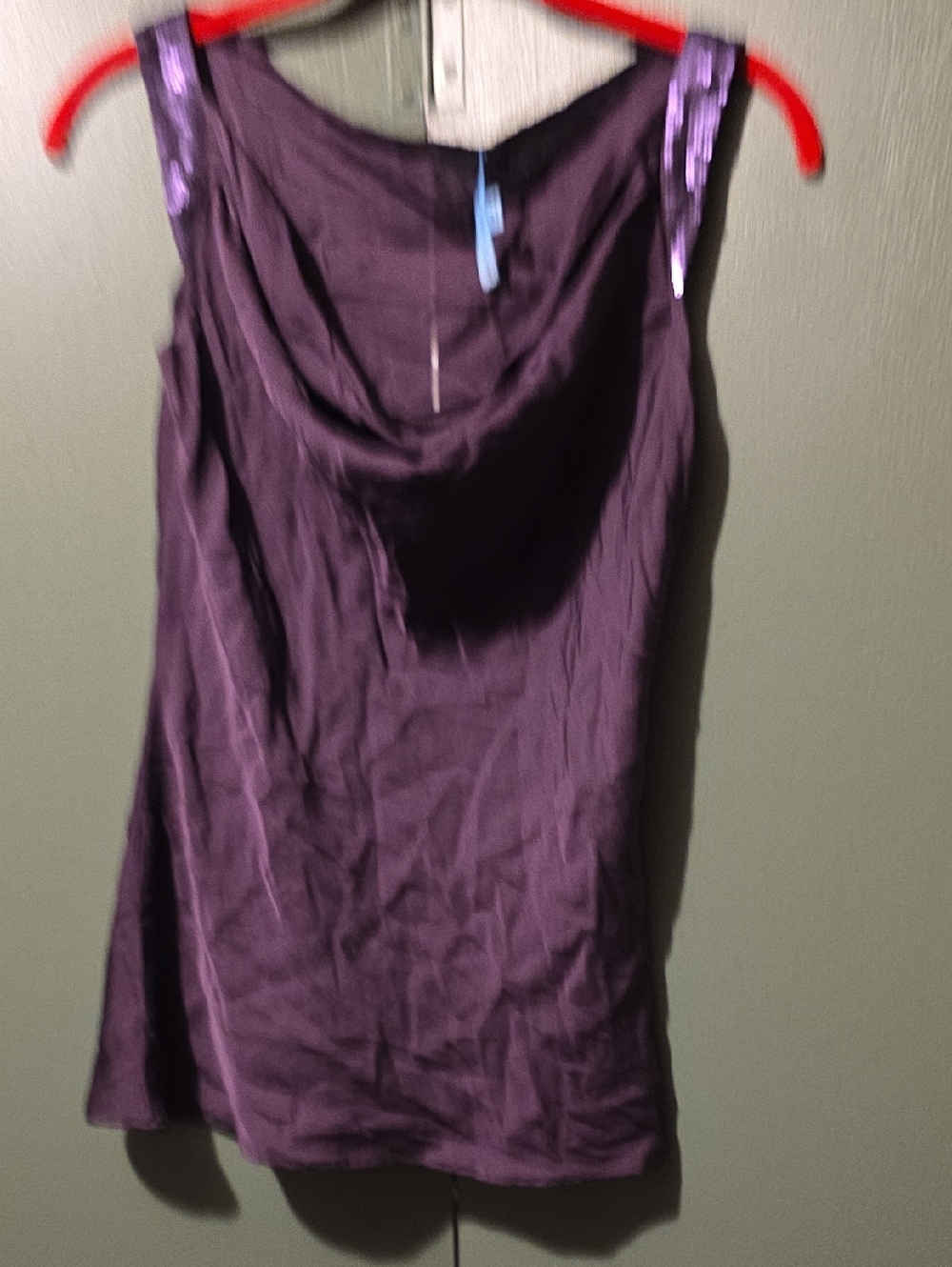ANTONIO MELANI 100% Silk Purple Cowl Neck Tank with Sequin Straps